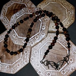 Unique butterfly with tiger eye necklace